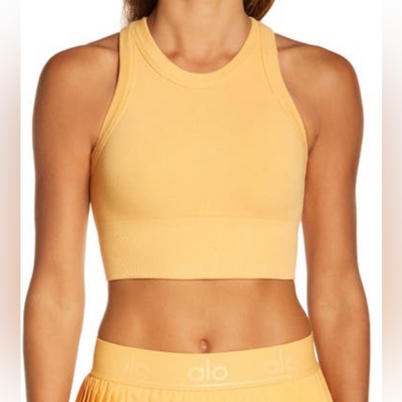 ALO Yoga Tops Alo Delight Seamless Knit Bra In Golden Orange Poshmark